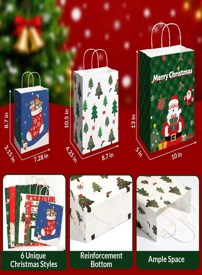 SUNEE Christmas Gift Bags Assorted Sizes and Designs, 24pcs Christmas Paper Gift Bag with Tissue paper, Assorted with Xmas Stockings, Santa Claus Designs for Xmas Gift bags, 8 Large, 8 Medium, 8 Small - Image 3